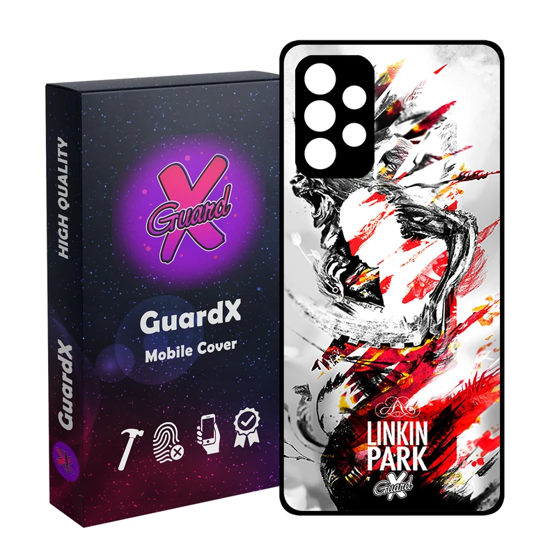کاور گارد ایکس طرح Linkin Park مدل Glass10082 مناسب برای گوشی موبایل سامسونگ Galaxy A32 4G