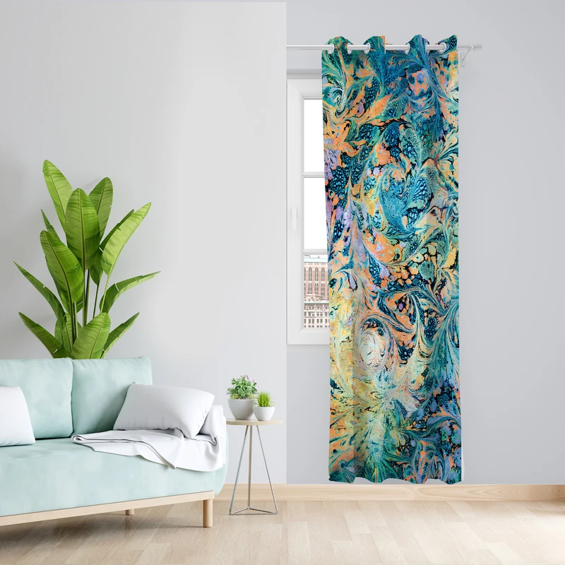 پرده طرح آبرنگ مدل مخمل پانچی کد 2636 z سایز 140x200 سانتی متر