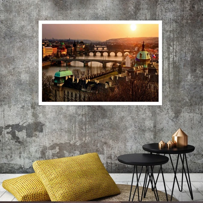 تابلو بکلیت طرح منظره پل چارلز پراگ مدل قاب شاسی W-s8102