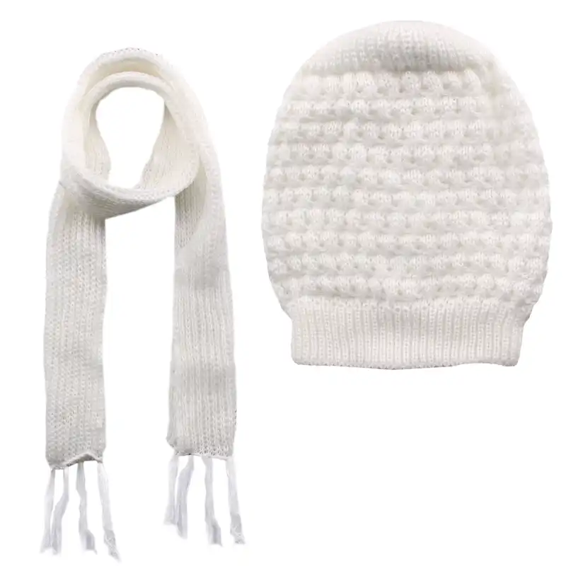 ست کلاه و شال گردن بافتنی طرح زنبوری مدل LUX_03