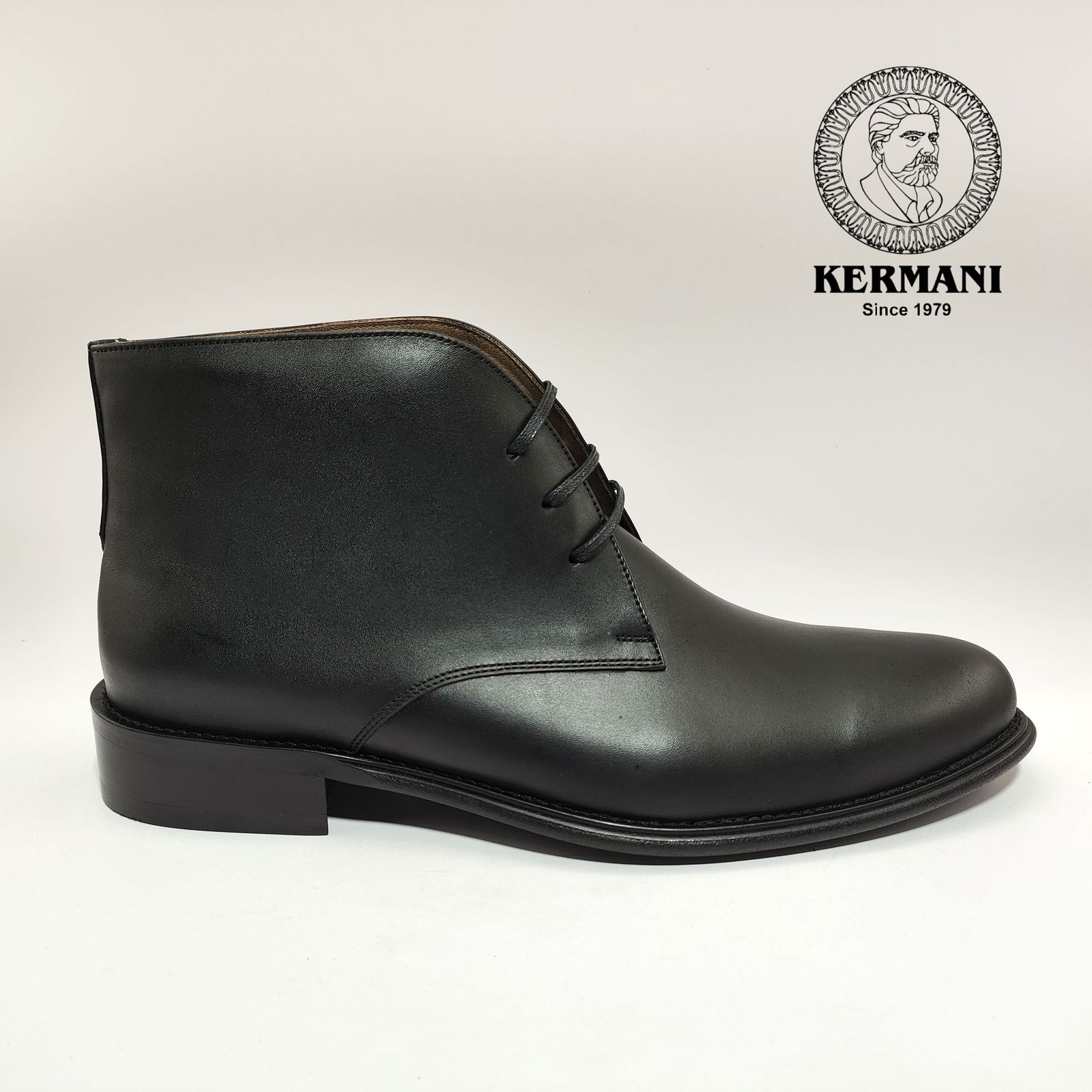 نیم بوت مردانه کرمانی مدل چرم دستدوز طبیعی کد 656 رنگ مشکی -  - 2
