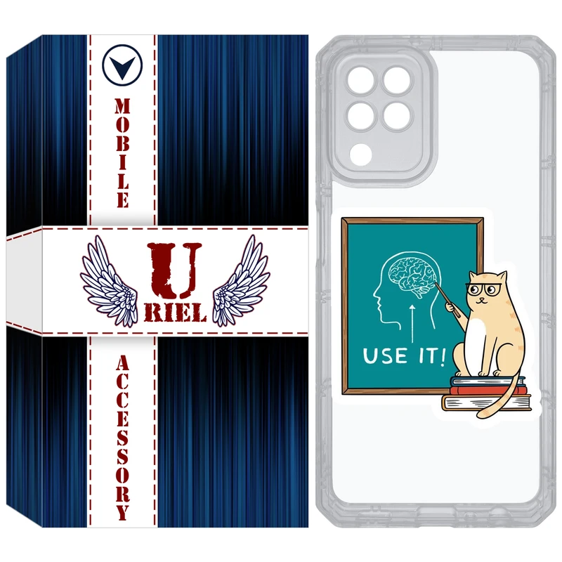 کاور یوریل قاب مدل Clear کد 95 طرح گربه عاقل مناسب برای گوشی موبایل سامسونگ Galaxy A22 4G / M32 / M22