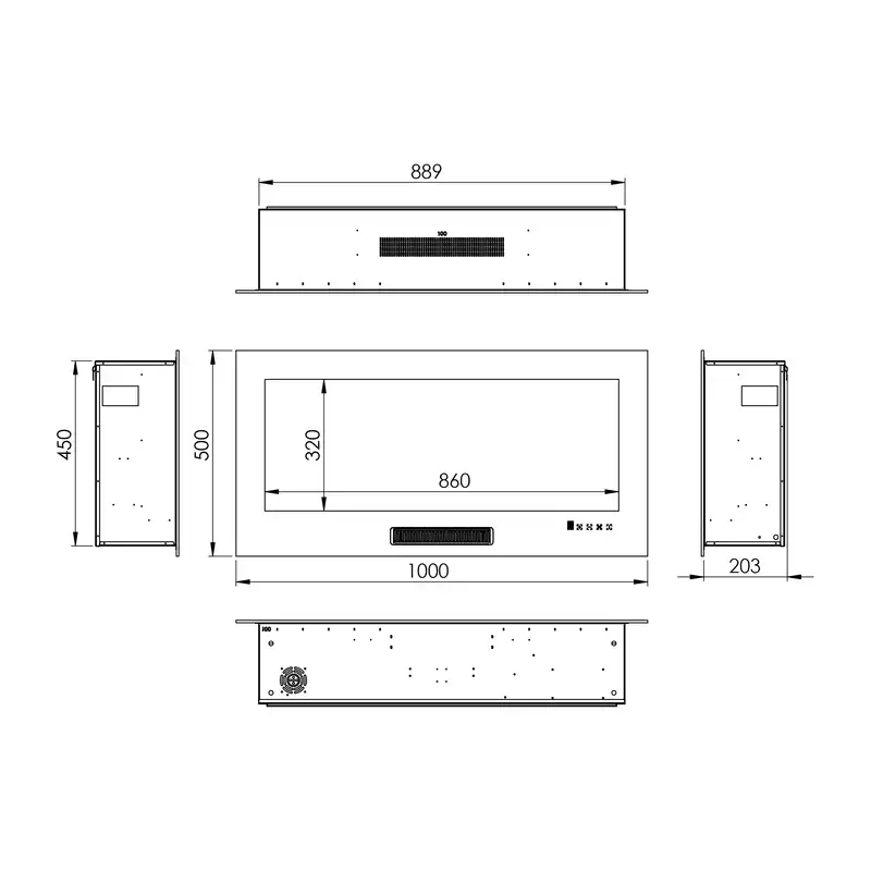شومینه دیواری برقی شومینه آوالون مدل هالیوود پلاس 100