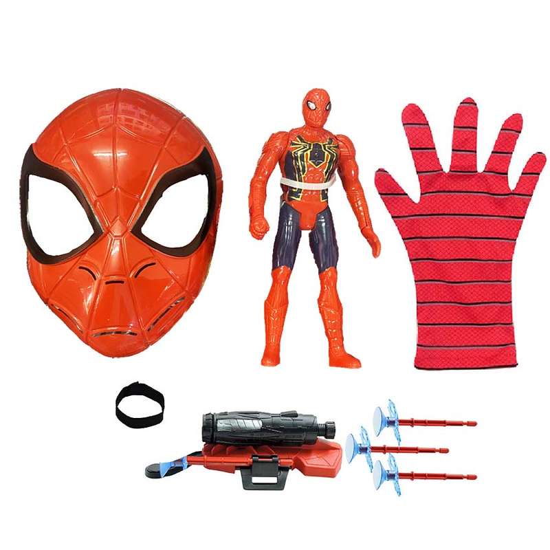 ماسک ایفای نقش مدل اسپایدر من طرح دستکش و تیر پرتاپ کن کد 8819/ B مجموعه 8 عددی