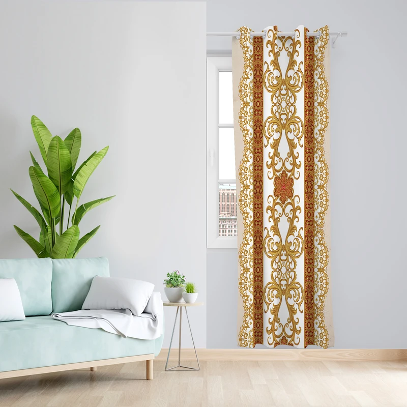 پرده طرح کلاسیک مدل مخمل پانچی کد  L 155 Z سایز 140x200 سانتی متر