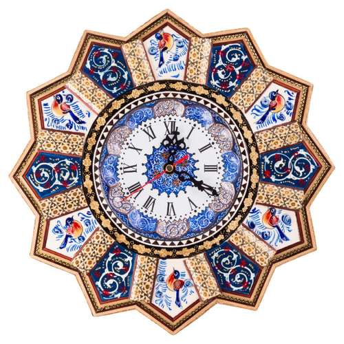 ساعت دیواری خاتم کاری مدل خورشیدی کد 0015