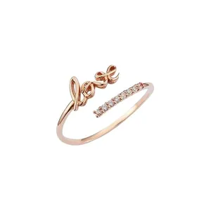  انگشتر طلا 18 عیار زنانه قیراط طرح love کد GH952