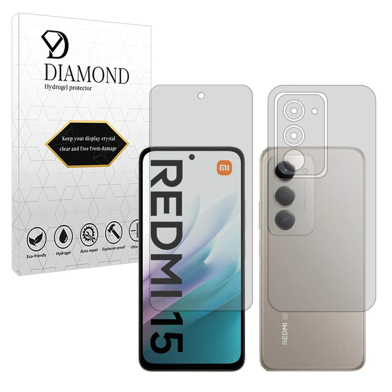 محافظ صفحه نمایش مات دیاموند مدل Tough مناسب برای گوشی موبایل شیائومی Redmi 15 4G به همراه محافظ پشت گوشی