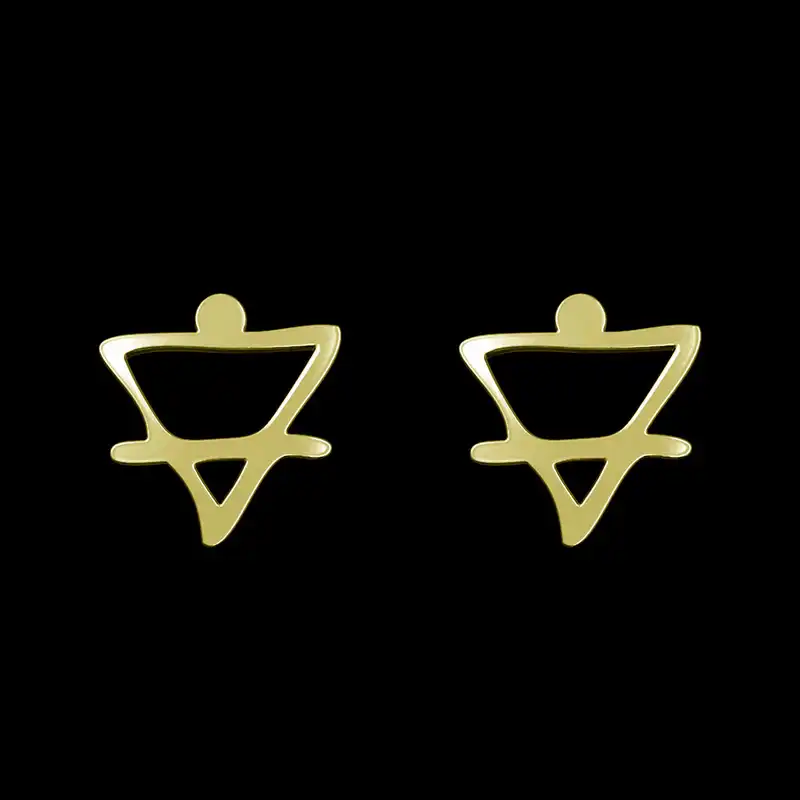 گوشواره طلا 18 عیار زنانه مدوپد مدل هندسی کد GA1-16123