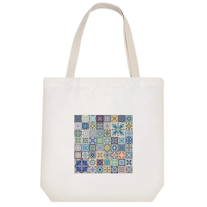 ساک خرید پارچه ای خندالو طرح کاشی مدل توت بگ کد 51