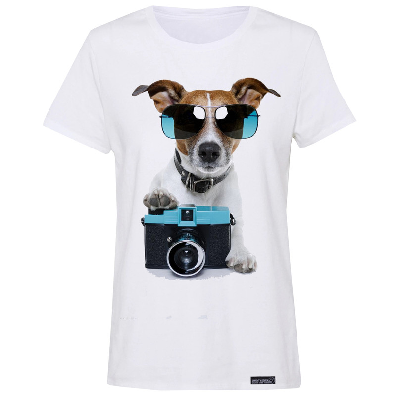 تی شرت آستین کوتاه زنانه 27 مدل Dog Camera کد MH925