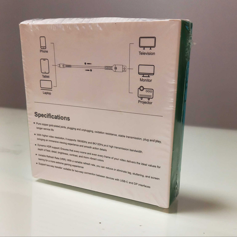 کابل تبدیل Display Port به USB-C دونجی مدل 16K-120Hz طول 2 متر