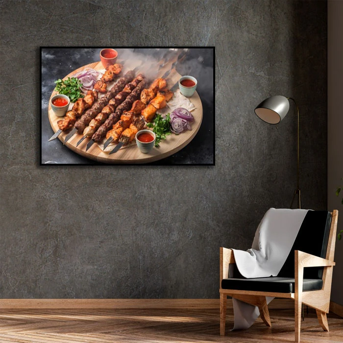 تابلو بکلیت طرح کباب مدل B-D2395 فریم مشکی