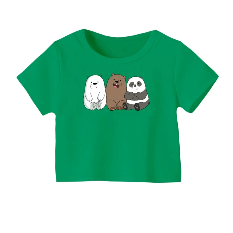 کراپ‌ تی‌شرت آستین کوتاه زنانه مدل سه خرس