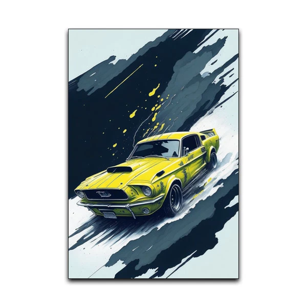 تابلو شاسی گوفی مدل ماشین فورد موستانگ طرح Mustang کد YEL25