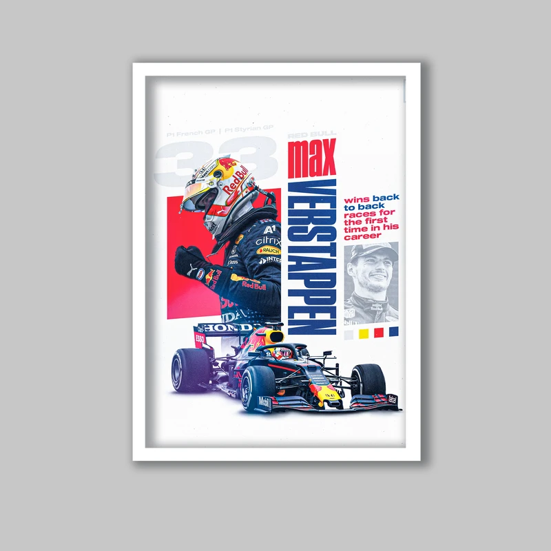 تابلو لیلیان طرح فرمول یک مکس ورشتپن کد LA-G10286 فریم سفید