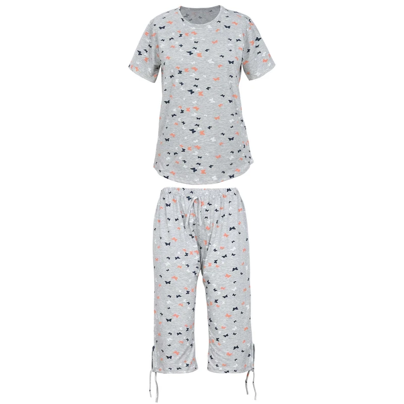 ست تی‌شرت آستین کوتاه و شلوارک راحتی زنانه دل آویز مدل H493