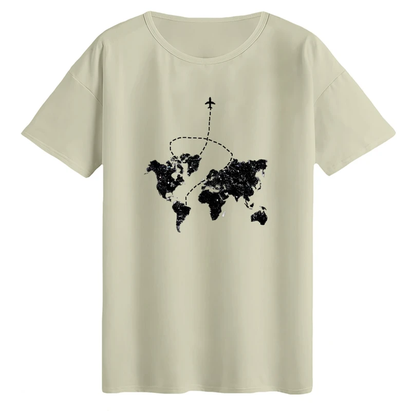 تی‌شرت لانگ آستین کوتاه زنانه مدل نقشه جهان کد۱