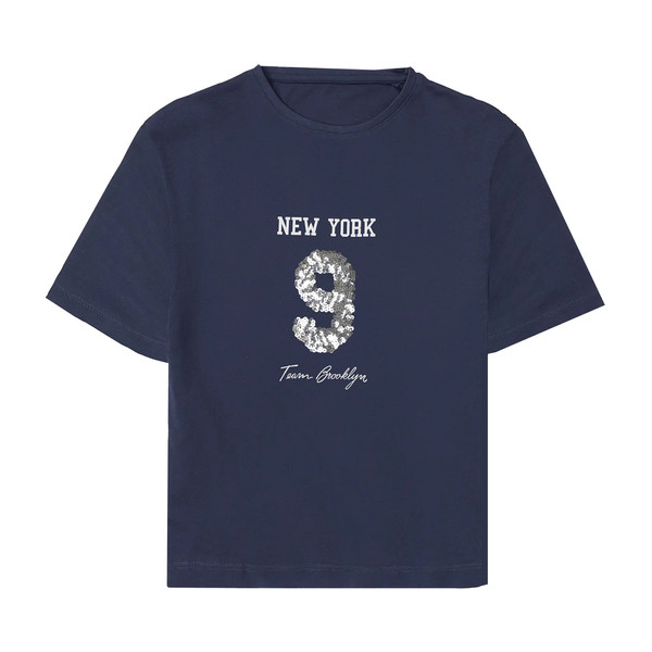 تی شرت آستین کوتاه دخترانه پیپرتس مدل کراپ NEW YORK 8983
