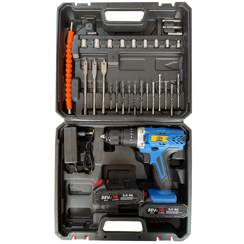 پیچ گوشتی شارژی 88 ولت سه نظام جاب مدل JB-88 POWER X مجموعه 40 عددی