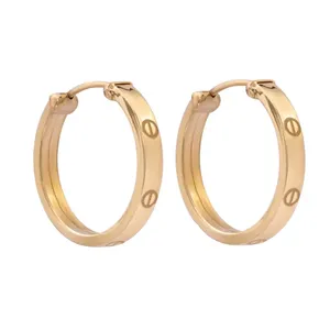 گوشواره طلا 18 عیار زنانه با طرح حلقه ای ساده مدل DK572