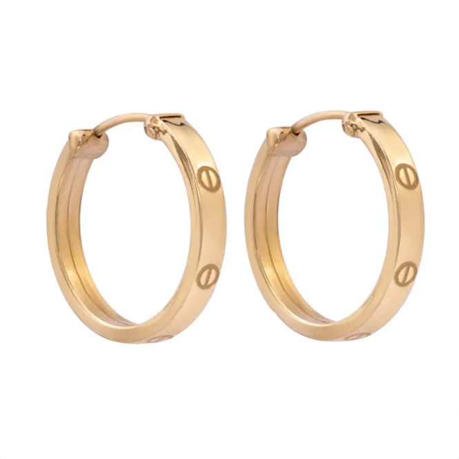 گوشواره طلا 18 عیار زنانه با طرح حلقه ای ساده مدل DK572