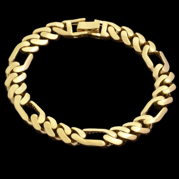دستبند طلا 18 عیار مردانه طلای مستجابی مدل فیگارو کد M16