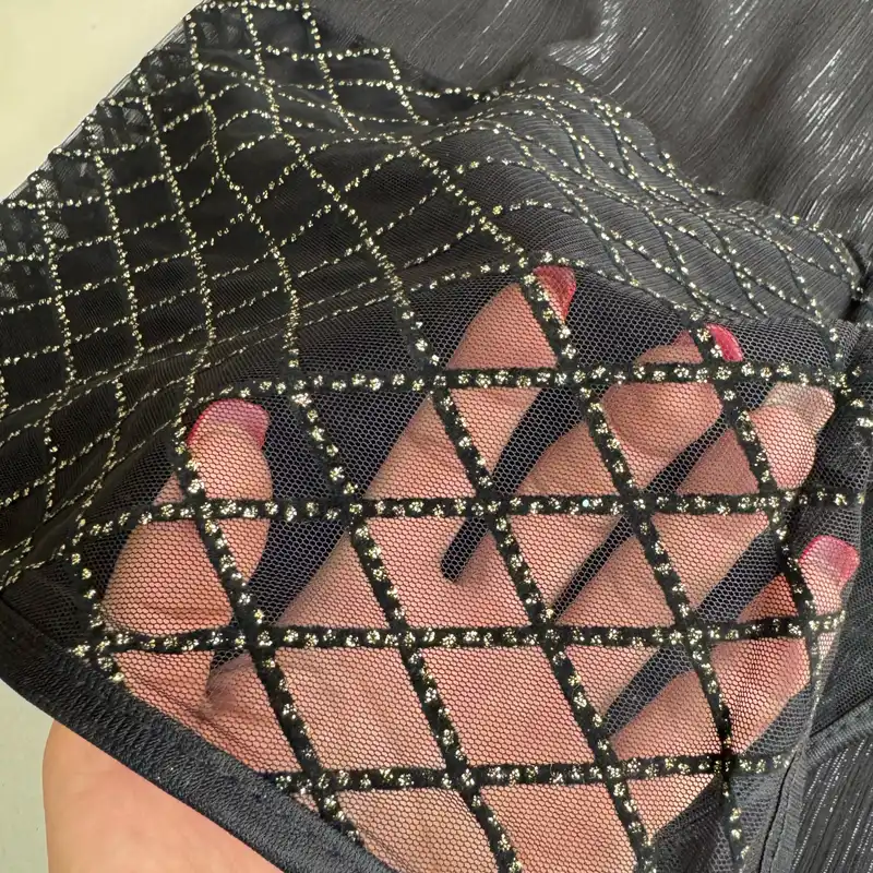 شال زنانه مدل مجلسی مهمانی کریشه لمه ساده دستک حریر توری لوزی شاین دار کد 2