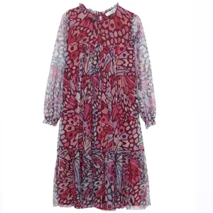 پیراهن آستین بلند یقه گرد دخترانه ال سی وایکیکی مدل Vi10