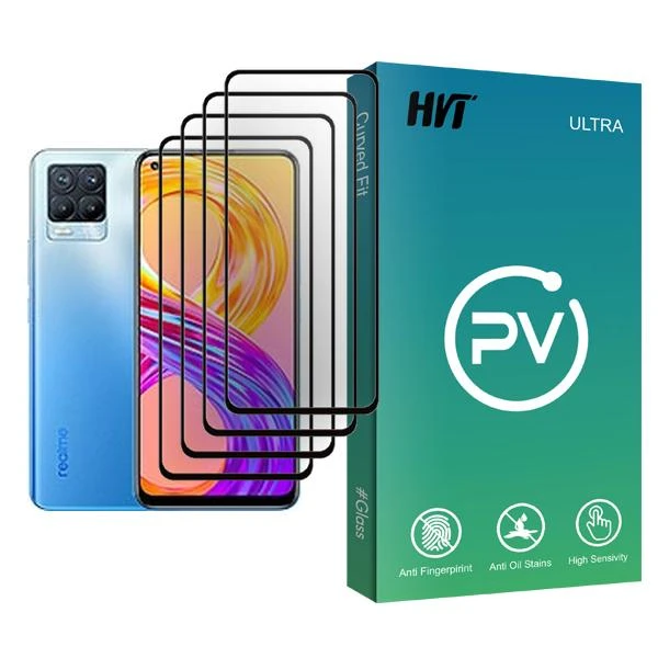 محافظ صفحه نمایش اچ وی تی مدل PV Glass MIX004 مناسب برای گوشی موبایل ریلمی 8 Pro بسته چهار عددی