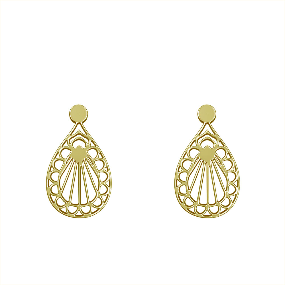 گوشواره طلا 18 عیار زنانه مدوپد مدل اسلیمی کد GA1-12184