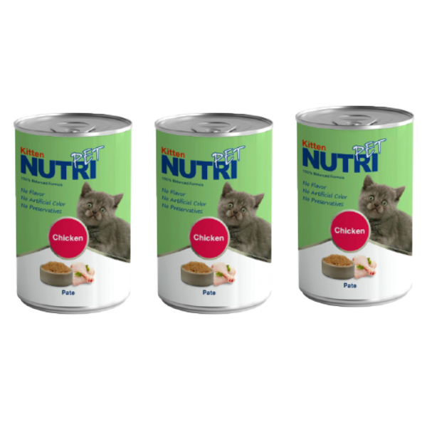 کنسرو غذای بچه گربه نوتری پت مدل پک پته طعم مرغ وزن 425 گرم بسته 3 عددی