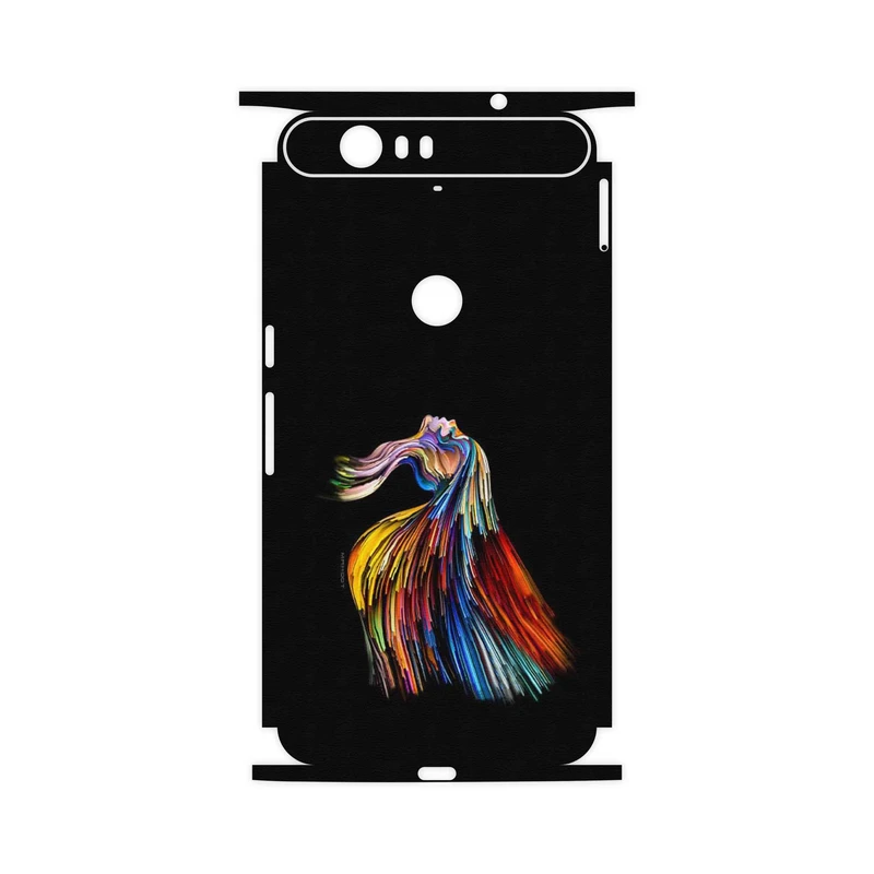 برچسب پوششی ماهوت مدل Rainbow Hair Digital Art-FullSkin مناسب برای گوشی موبایل گوگل Nexus 6P