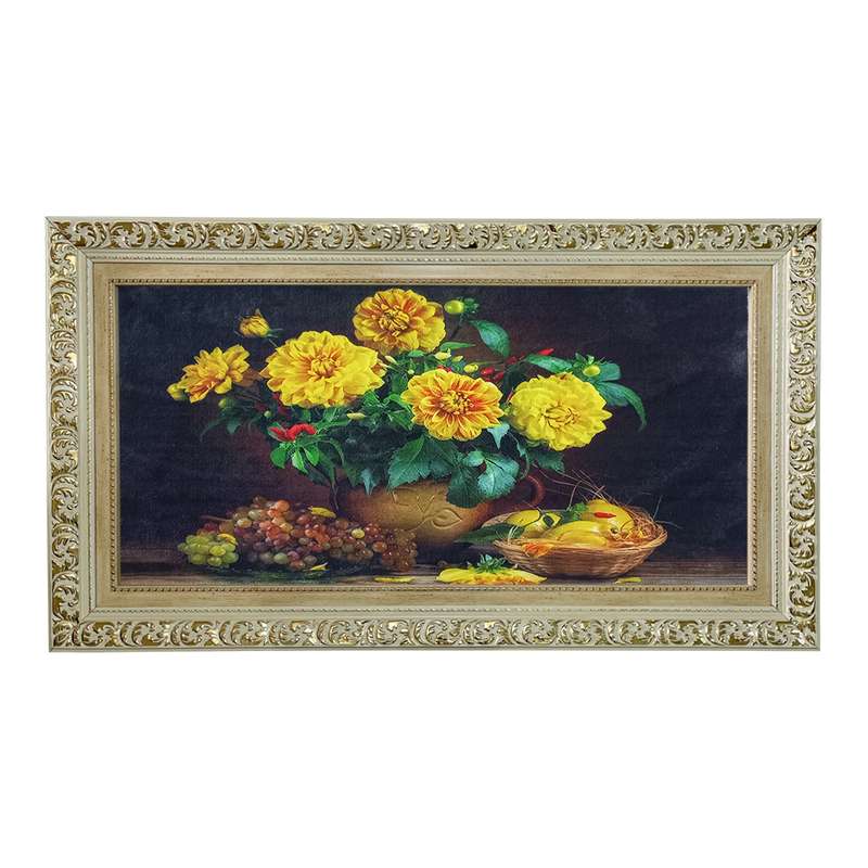 تابلو فرش ماشینی طرح دستبافت مدل گلدان گل کد 8099