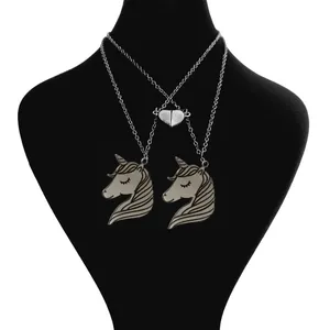 گردنبند مدل دوستی تک شاخ و قلب بسته 2 عددی