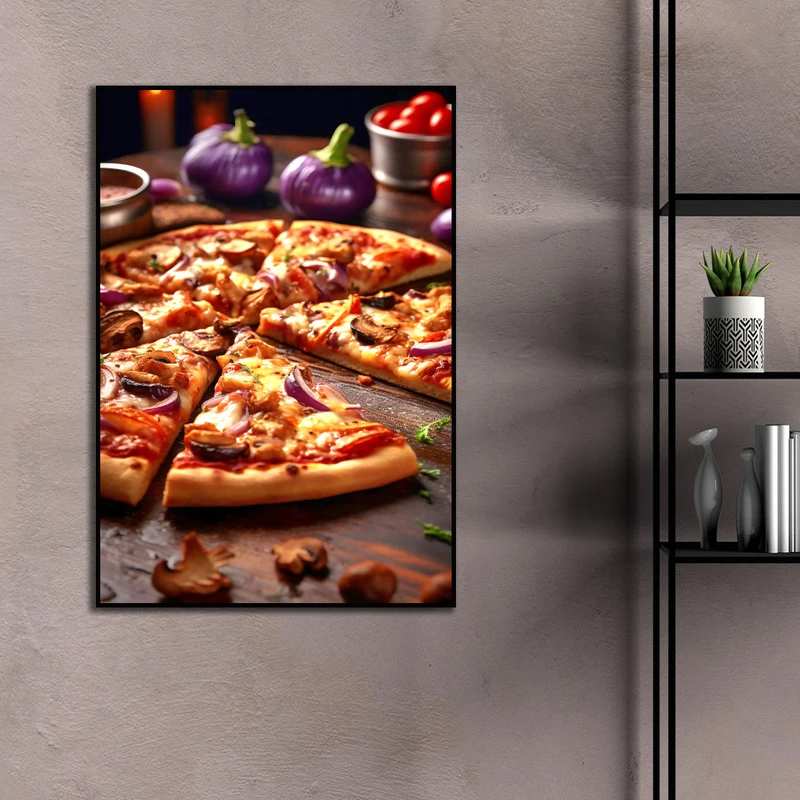 تابلو بکلیت طرح پیتزا مدل B-D2397 فریم مشکی