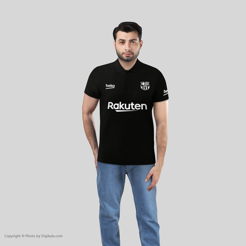 پولوشرت مردانه طرح تیم بارسلونا کد 160281 Black