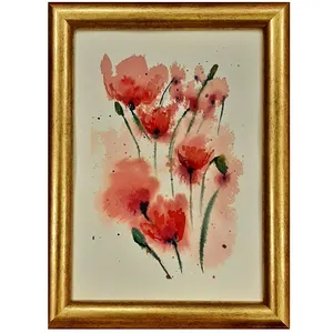 تابلو نقاشی آبرنگ طرح دسته گل های شقایق