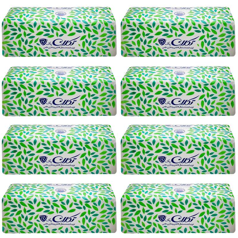 دستمال کاغذی 150 برگ تکلان پاک مدل بهار بسته 8 عددی
