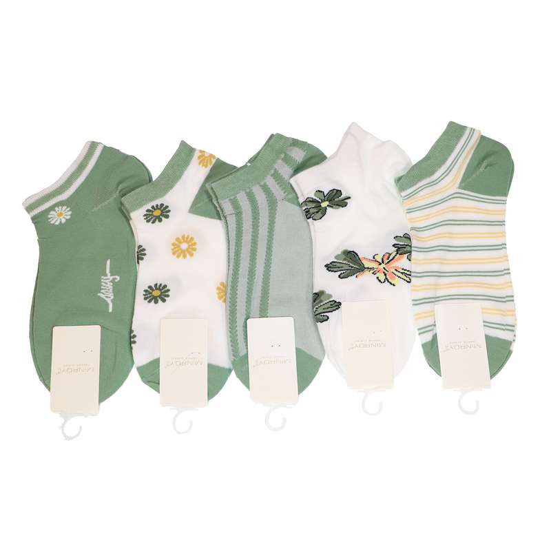 جوراب دخترانه مدل بابونه کد 01043 بسته 5 عددی