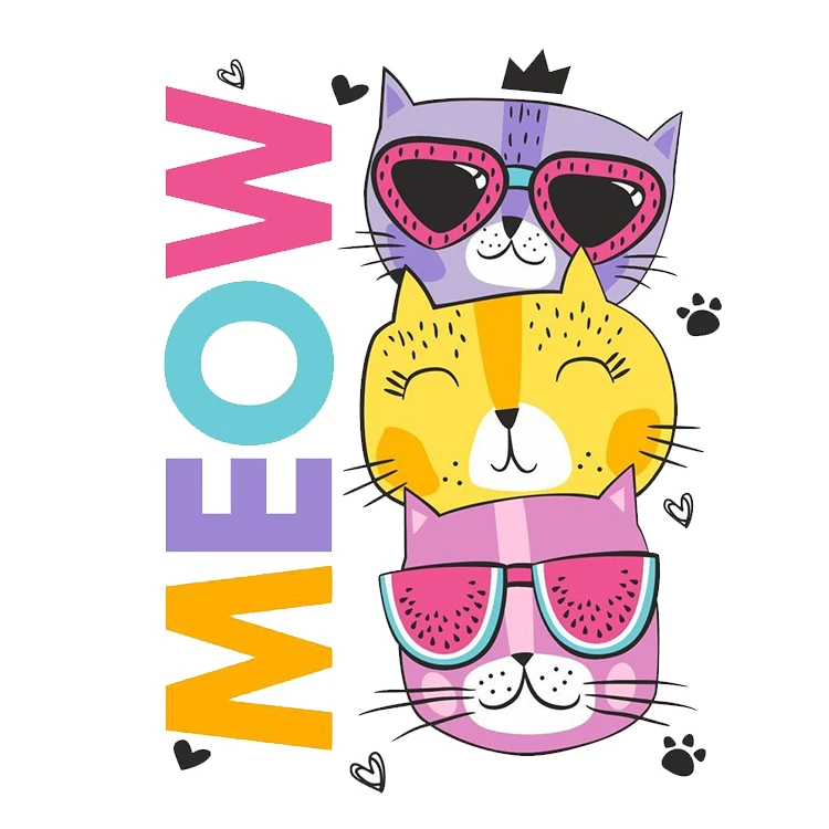 استیکر پارچه و لباس پاد آفرین مدل گربه ها کد DKST17