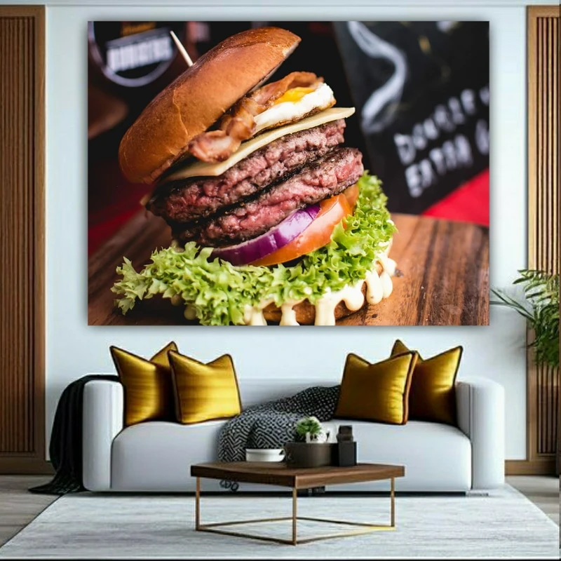 پوستر طرح مخمل همبرگر مدل دوبل برگر  کد FP105032