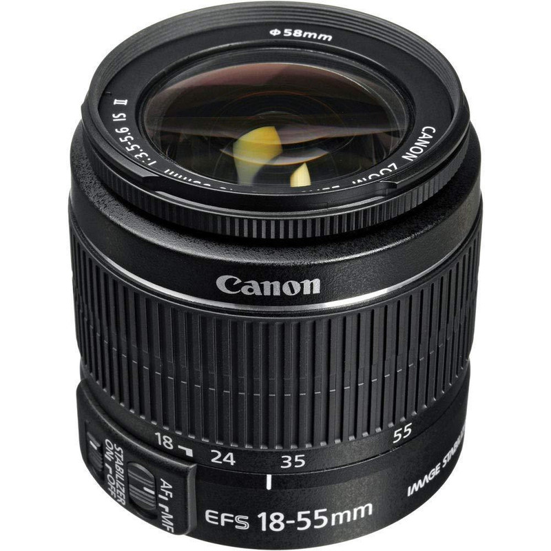 لنز دوربین کانن مدل  لنز کانن EF-S 18-55mm f/3.5-5.6 III به همراه فیلتر یو وی 58 کانن و درب 58 کانن