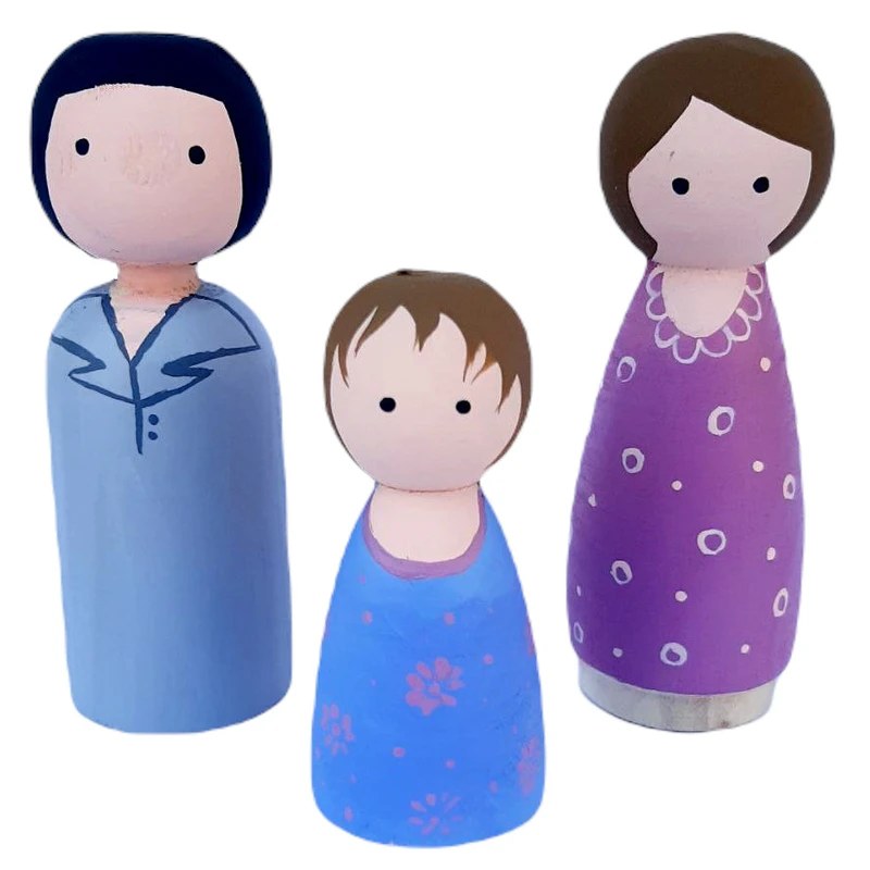 عروسک چوبی مدل خانواده من کد WT06 مجموعه 3 عددی