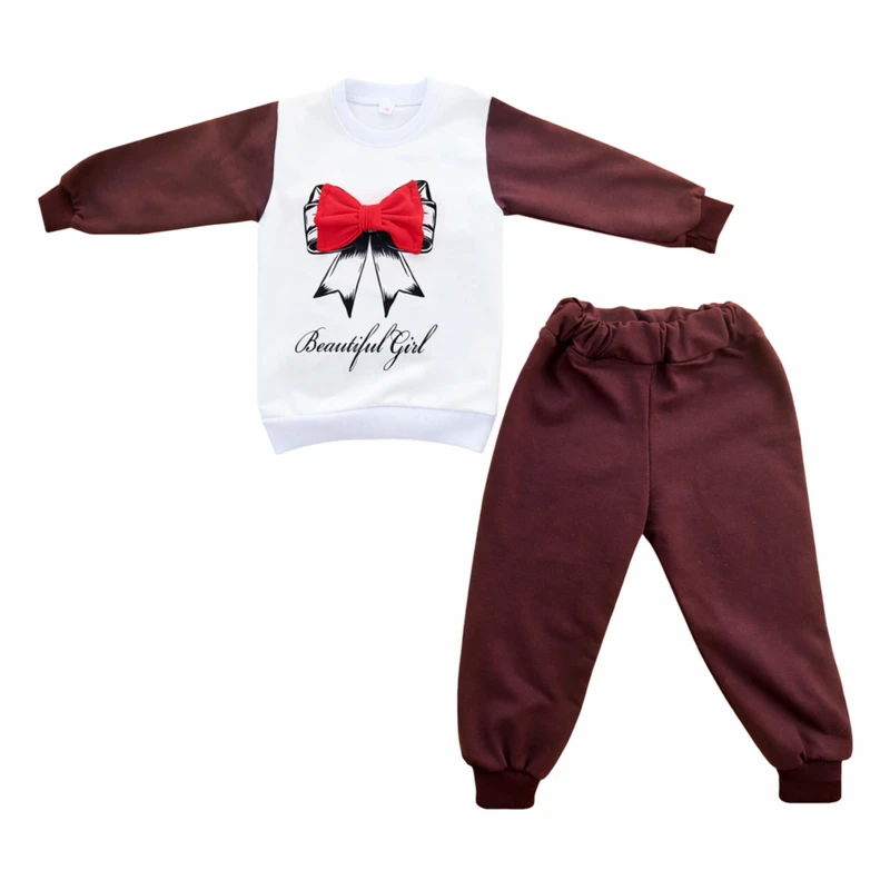 ست تی‌شرت آستین بلند و شلوار راحتی دخترانه مدل Pap4050