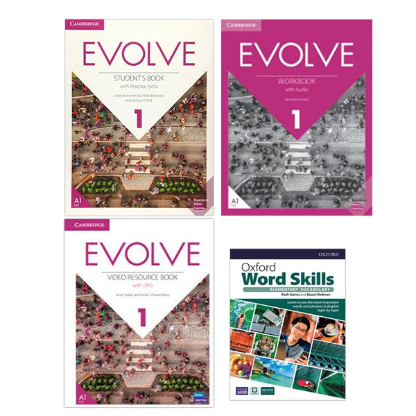 کتاب Evolve 1 و Oxford Word Skills Elementary 2nd اثر جمعی از نویسندگان انتشارات دانشگاه کمبریج 4 جلدی