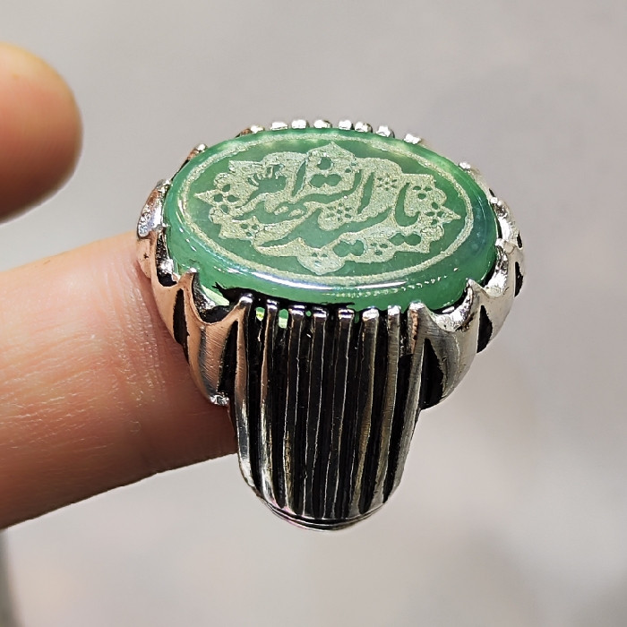 انگشتر مردانه مدل سنگ عقیق خطی کد ۴۳۰۰