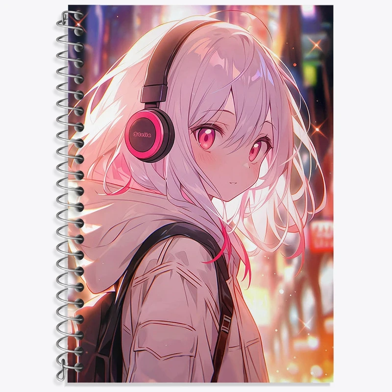 دفتر زبان 50 برگ خندالو مدل سه خط طرح دختر انیمه ای کد N1669