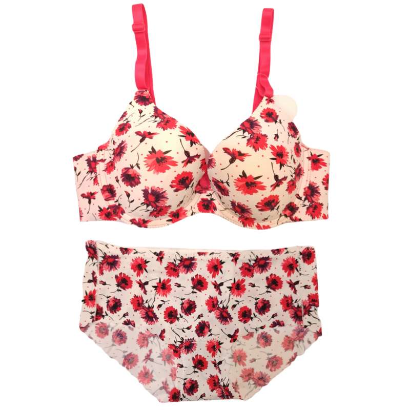 ست شورت و سوتین زنانه مدل اسفنجی لیزری گل دار کد 128