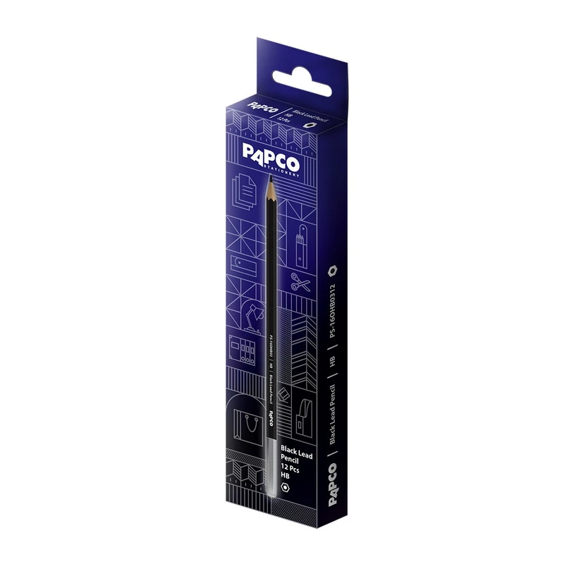 مداد مشکی پاپکو با درجه سختی HB کد -BL-PS-16OHB0312 بسته 12عددی